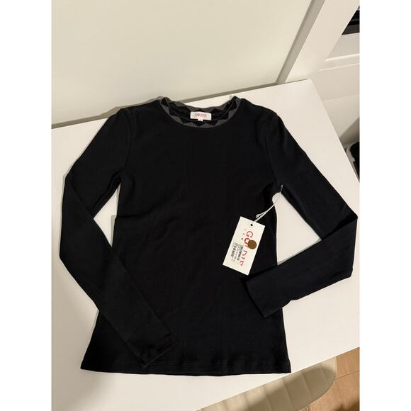 $125 New Goldie Lewinter Ribbed Pyramid Tipped Long Sleeve Tee - Small - black - Picture 1 of 6
